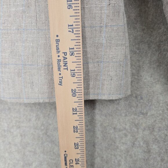 Linen Blend Beige Plaid Womens Two-Piece Blazer & Dress Suit Lined Size 4 - Picture 9 of 16